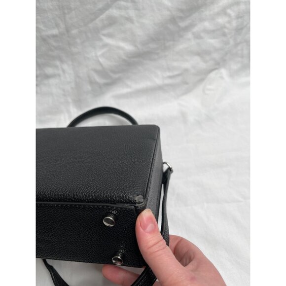 Brandon Blackwood Top Handle Small Trunk Bag Purse Black Pebbled Leather - Picture 7 of 12